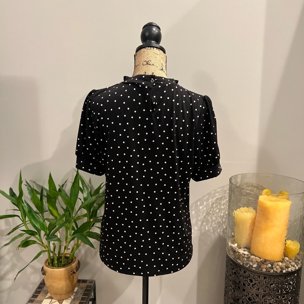 NWT black w/white polka dot blouse - Picture 7 of 9